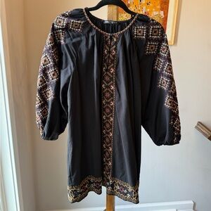 Zara Black Dress with Gold Embroidery